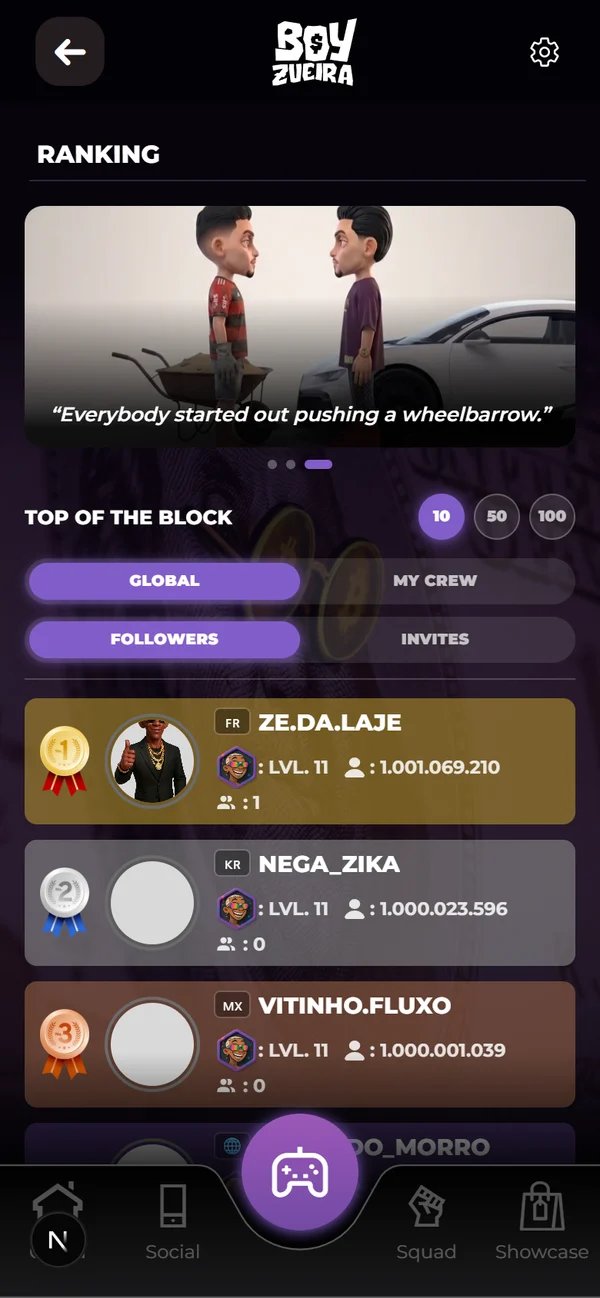 Captura de la app: el ranking Top del Barrio, con los tres primeros