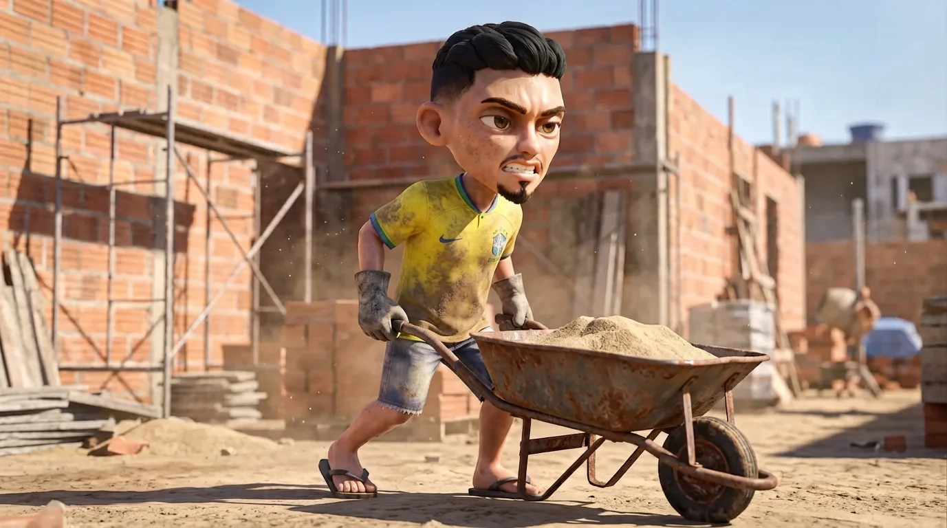 O BZ antes: empurrando o carrinho de massa na obra