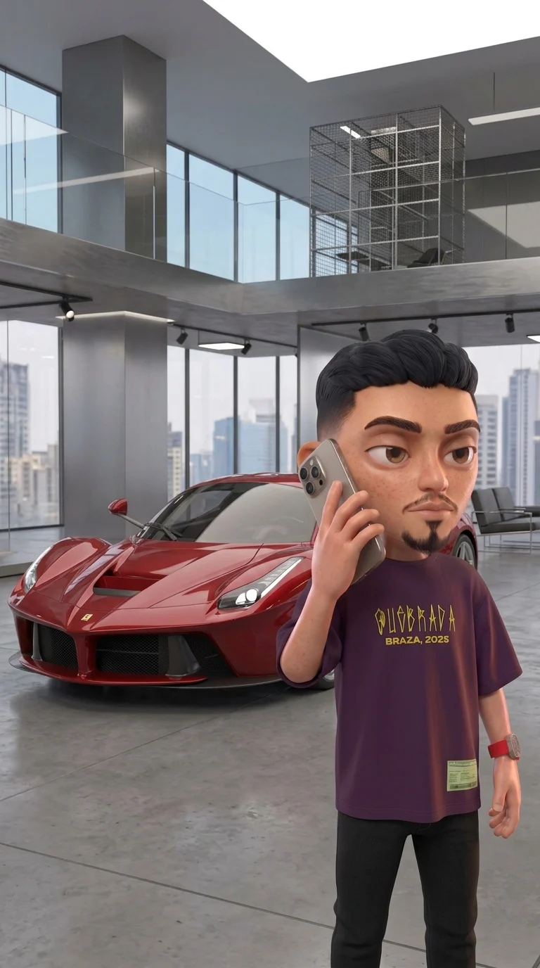 O BZ depois: no showroom, com a Ferrari
